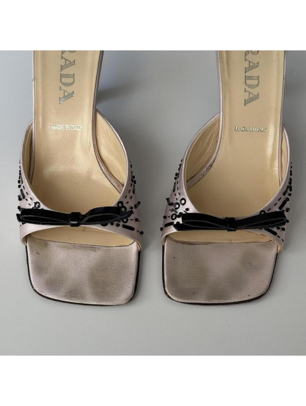 Prada satin beaded bow mules - Picture 3 of 8